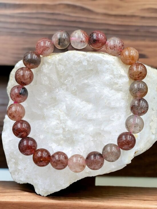 Artisan Jewelry - Red Quartz Crystal Stretch Bracelet | Handmade